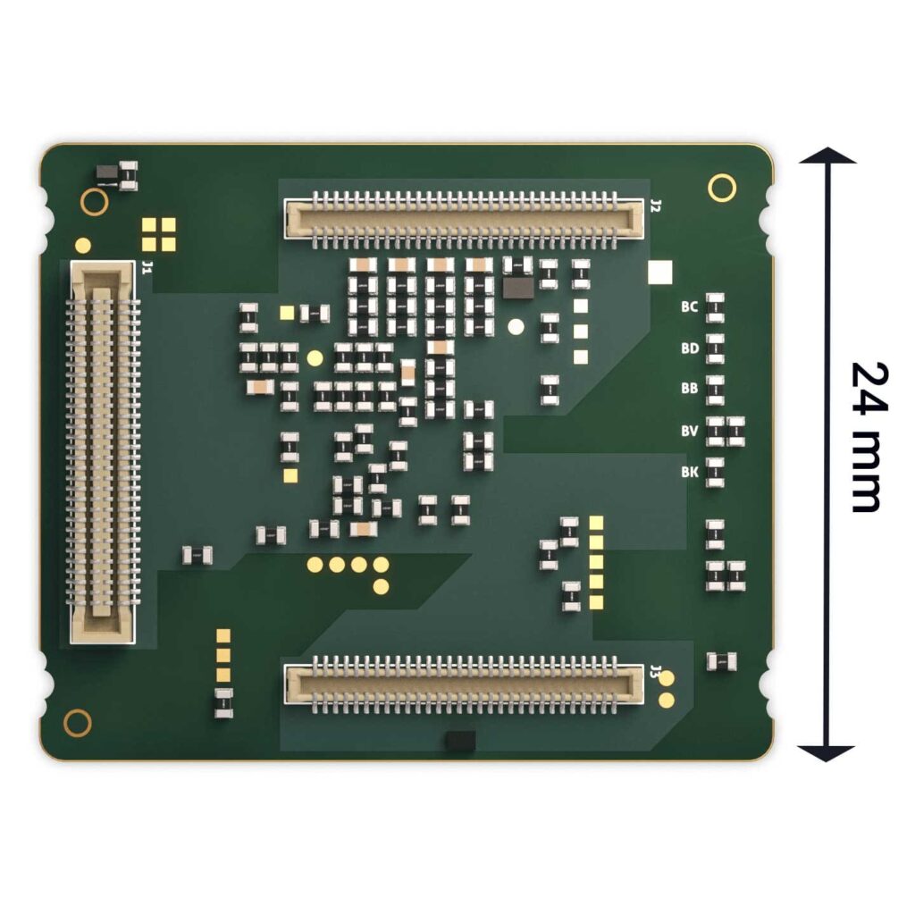 VC Power SoM FPGA Beschleuniger - Rückansicht mit Vermessung der Höhe